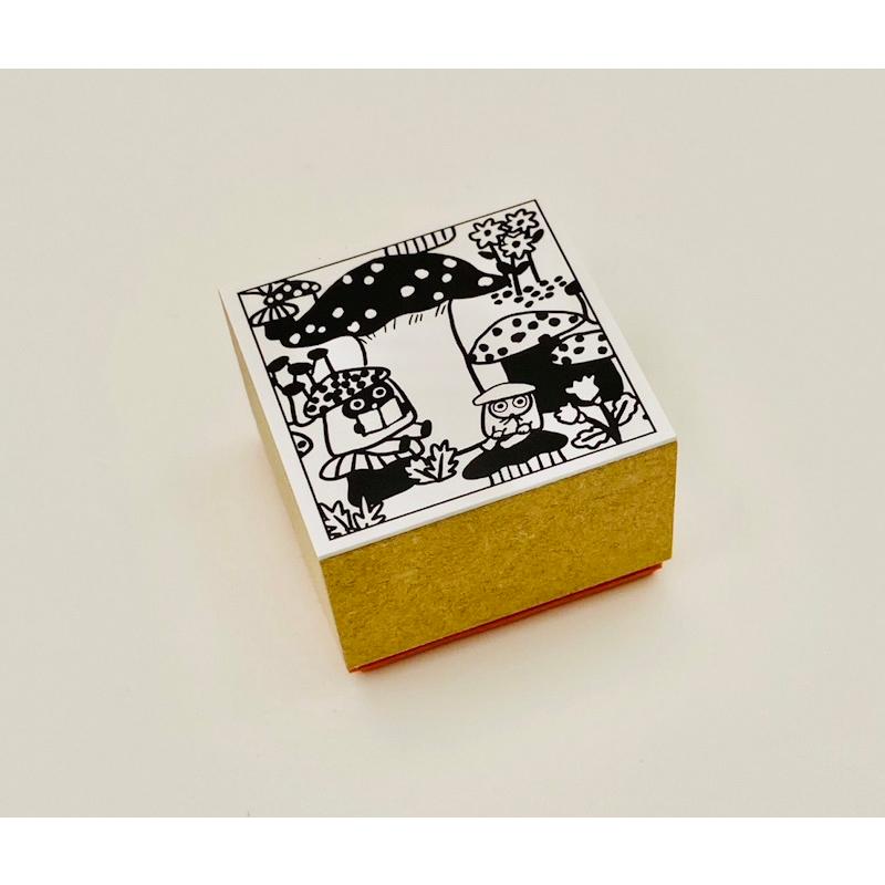 Sanby x Yumi Kitagishi Wooden Stamp - Connecting Stamps Mushrooms And Mysteries