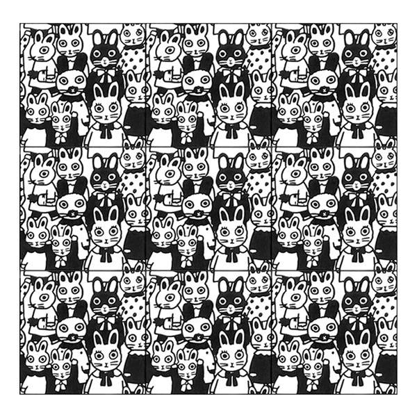 Sanby x Yumi Kitagishi Wooden Stamp - Gyukyuu Squished Rabbits