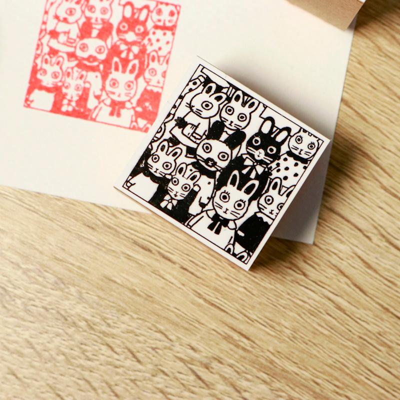 Sanby x Yumi Kitagishi Wooden Stamp - Gyukyuu Squished Animals