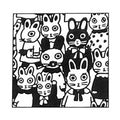 Sanby x Yumi Kitagishi Wooden Stamp - Gyukyuu Squished Rabbits