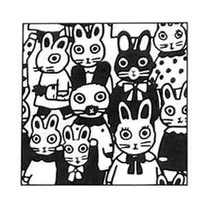 Sanby x Yumi Kitagishi Wooden Stamp - Gyukyuu Squished Rabbits