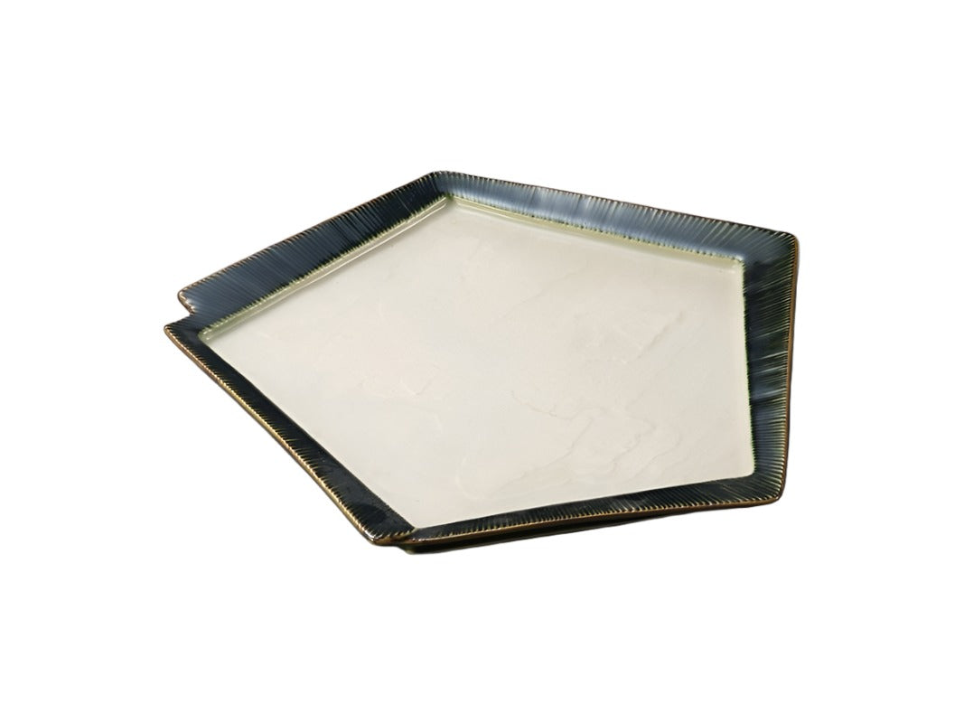 Sendan Oribe Pentagonal Plate 14.5×14