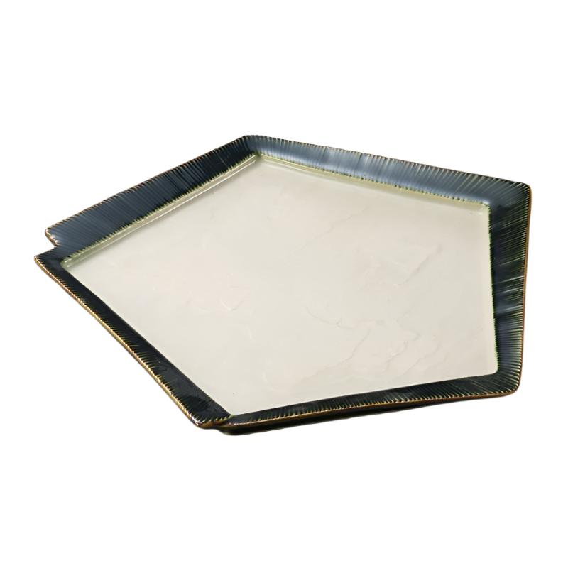Sendan Oribe Pentagonal Plate 18.5×18