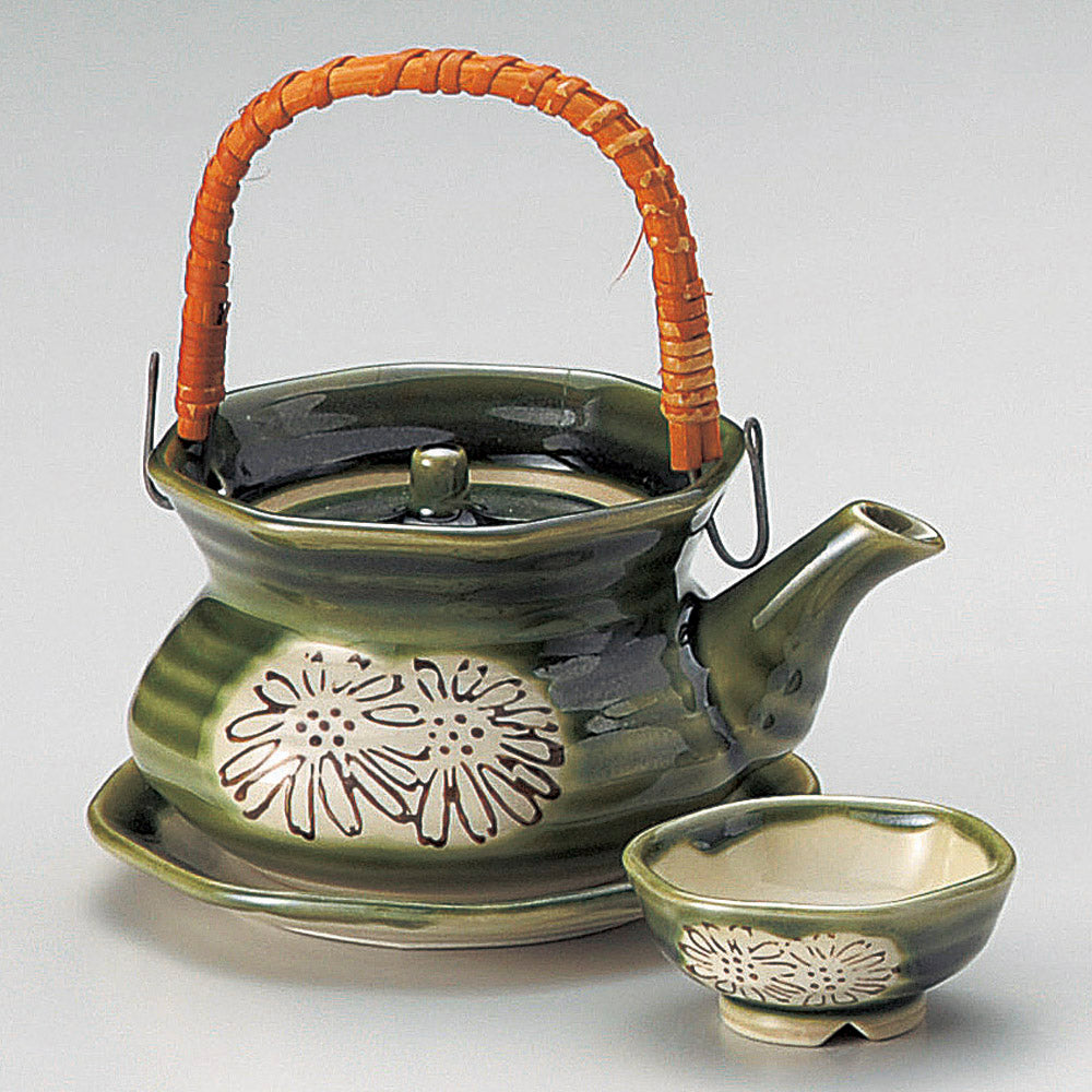 Seto Oribe Dobin-mushi Steaming Teapot