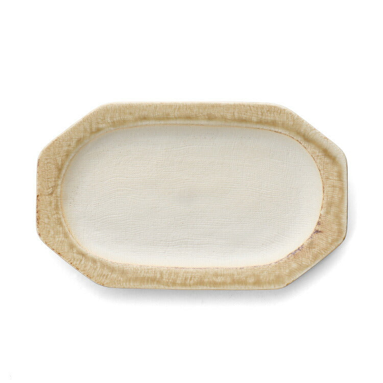 Seto Plain Beige Kizeto Plain Oval Medium Plate 21x13