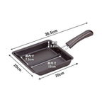 Shimomura Kihan double-sided iron bento pan size chart showing 36.5cm length and compartment dimensions