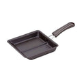 Dark brown double-sided iron bento pan with silicone coating for gas and induction cooking