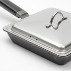Shimomura Kihan Fiber Line Iron Square Fry Pan with Lid