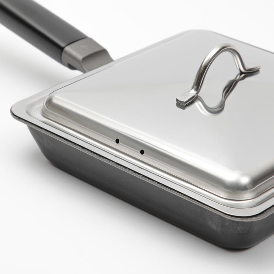 Shimomura Kihan Fiber Line Iron Square Fry Pan with Lid
