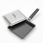Shimomura Kihan Fiber Line Iron Square Fry Pan with Lid