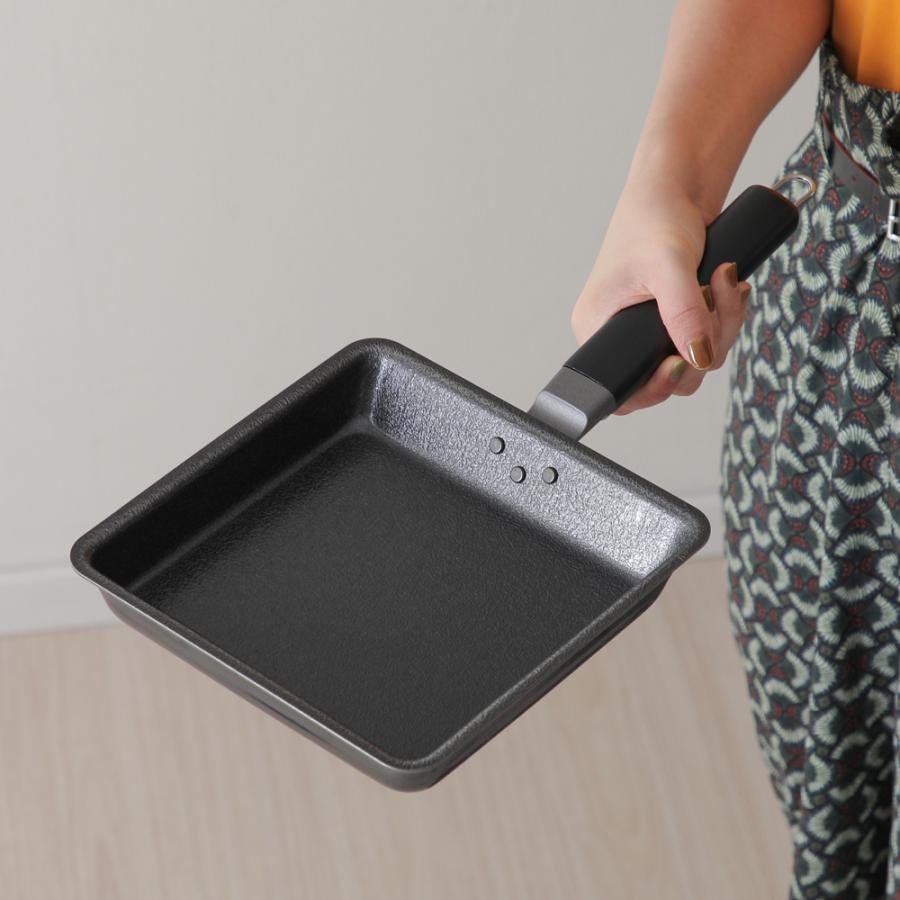 Shimomura Kihan Fiber Line Iron Square Fry Pan with Lid
