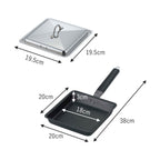 Shimomura Kihan Fiber Line Iron Square Fry Pan with Lid