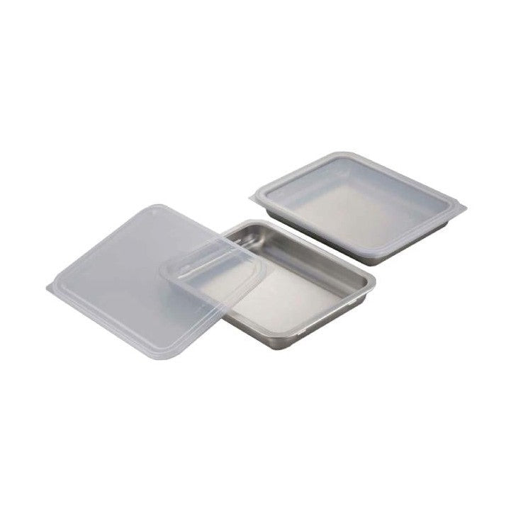 Shimomura Stainless Steel Wide Prep Trays with Lids 2pcs