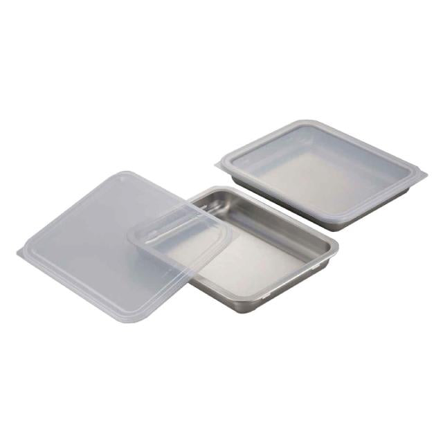 Shimomura Stainless Steel Wide Prep Trays with Lids 2pcs