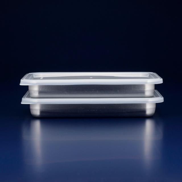 Shimomura Stainless Steel Wide Prep Trays with Lids 2pcs