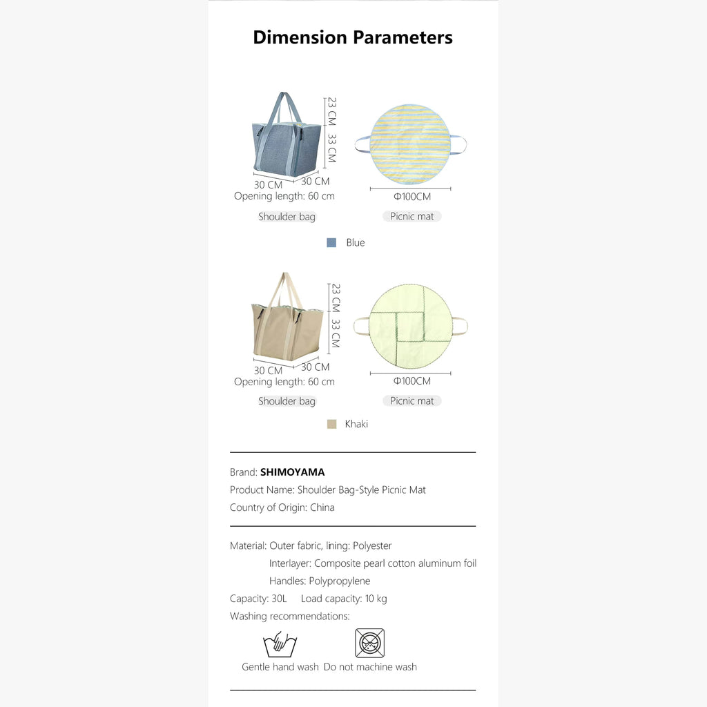 Shimoyama 2Way Picnic Mat and Tote Bag 30L