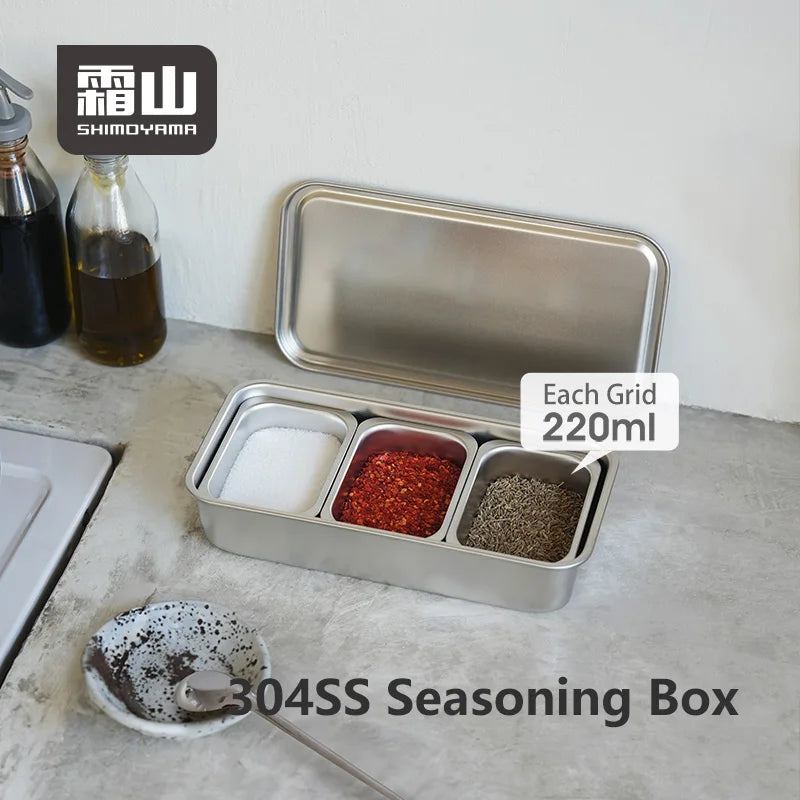 Shimoyama 304 Stainless Steel Seasoning Box - 3 Compartments