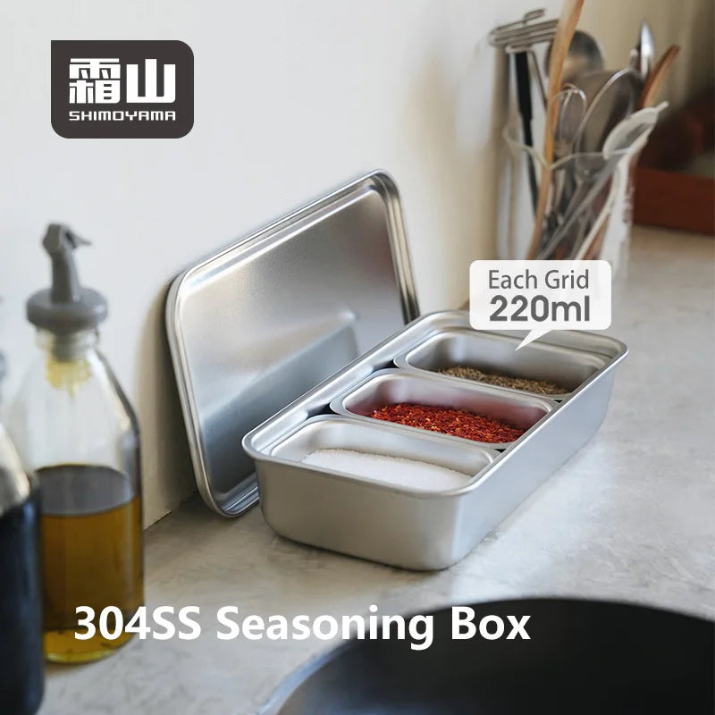 Shimoyama 304 Stainless Steel Seasoning Box - 3 Compartments