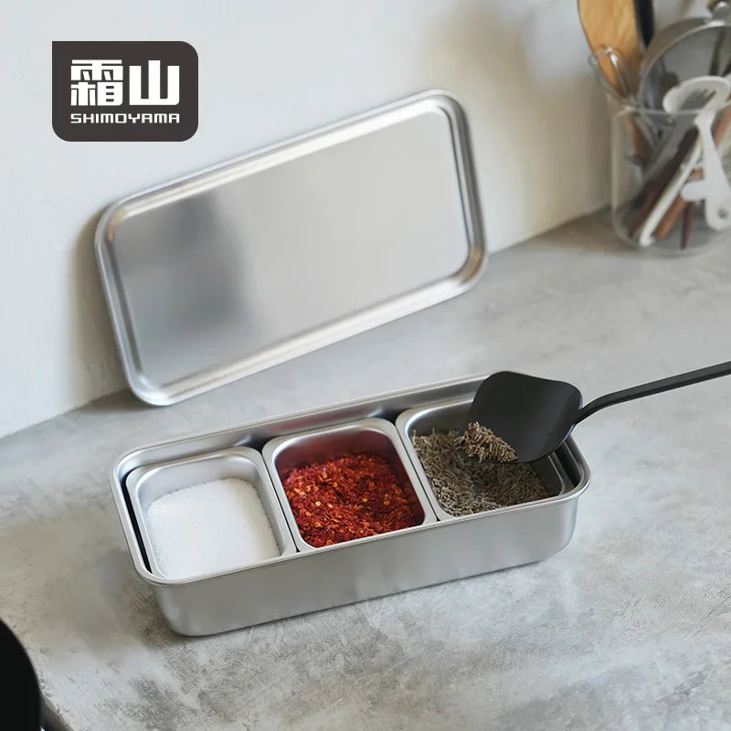 Shimoyama 304 Stainless Steel Seasoning Box - 3 Compartments