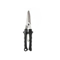 Black handled stainless steel kitchen shears with locking slot