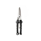 Black handled stainless steel kitchen shears with locking slot