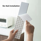 Close-up of Shimoyama holder 3M adhesive backing with no-nail installation label