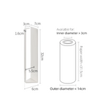 Technical diagram showing Shimoyama paper towel holder dimensions and roll compatibility