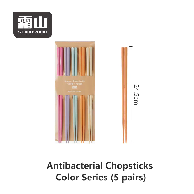 Shimoyama Antibacterial Hexagon Chopstick 5P Set - Pastel