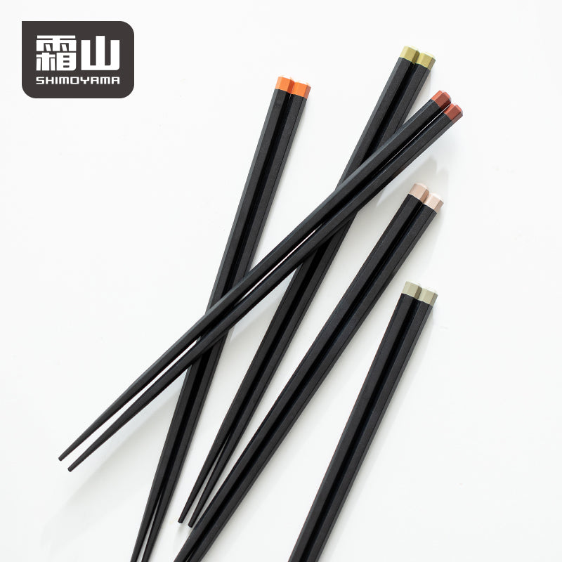 Shimoyama Antibacterial Hexagon Chopstick 5P Set - Black Colour