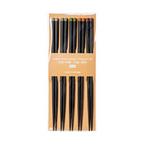 Shimoyama Antibacterial Hexagon Chopstick 5P Set - Black Colour