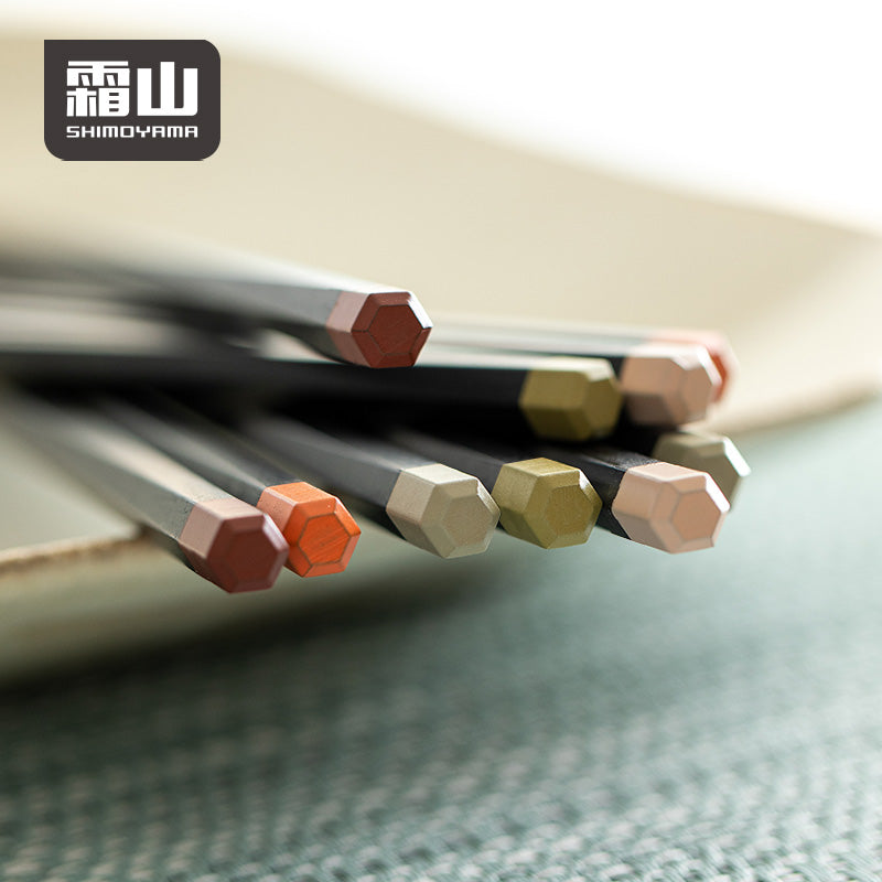 Shimoyama Antibacterial Hexagon Chopstick 5P Set - Black Colour