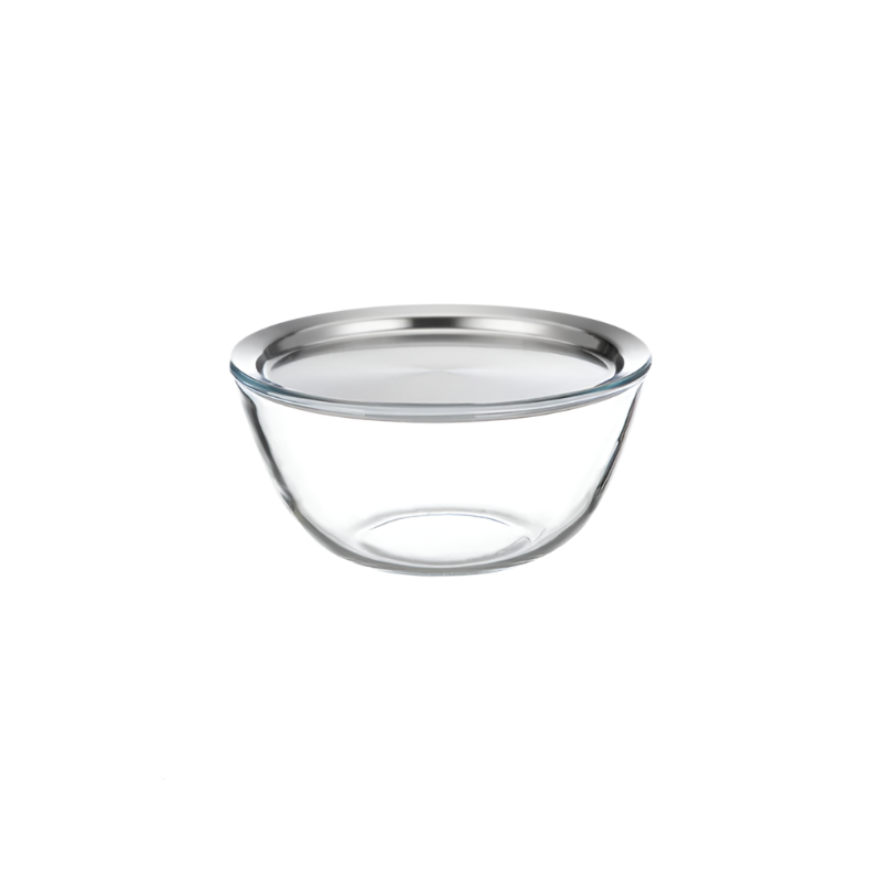 Shimoyama Borosilicate Glass Salad Bowl 2700ml - 304 Stainless Steel Lid Set