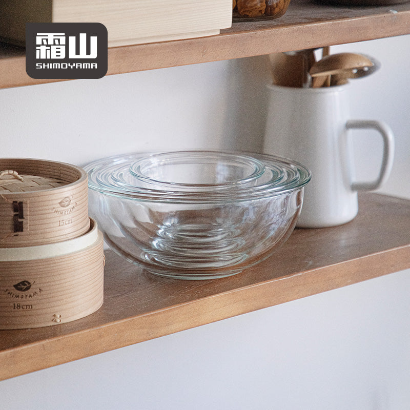 Shimoyama Borosilicate Glass Salad Bowl Set - 1400ml + 2400ml