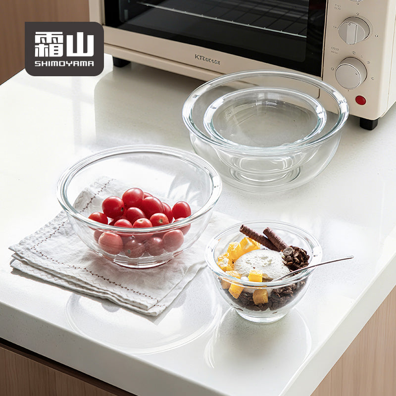 Shimoyama Borosilicate Glass Salad Bowl Set - 1400ml + 2400ml