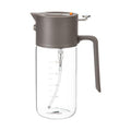 Shimoyama 550ml transparent borosilicate glass oil spray bottle with gray lid and measurement lines