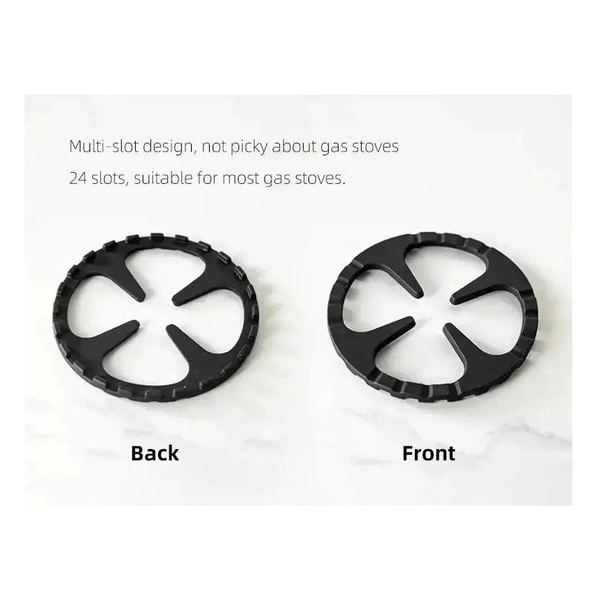 Front and back view of Shimoyama cast iron pot trivet multi-slot design