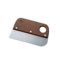 Shimoyama cherry wood dough cutter with wide stainless steel blade and riveted handle