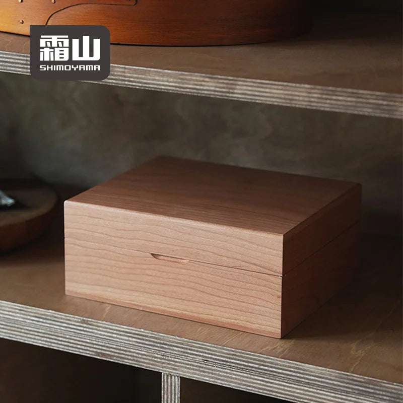 Shimoyama Cherry Wood Sewing Storage Box - 18x15x7.5cm