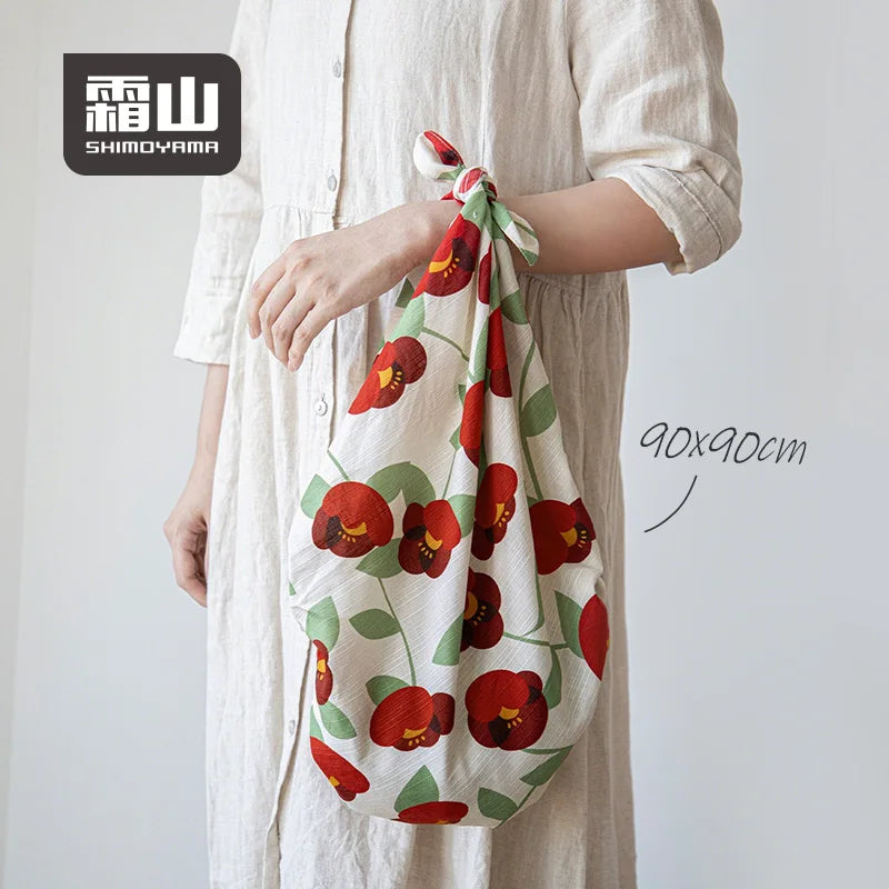 Shimoyama Cotton Tsubaki Camellia Furoshiki 90x90cm