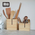 Shimoyama Cypress Cutlery Storage Box - 12.5x7x13.5cm