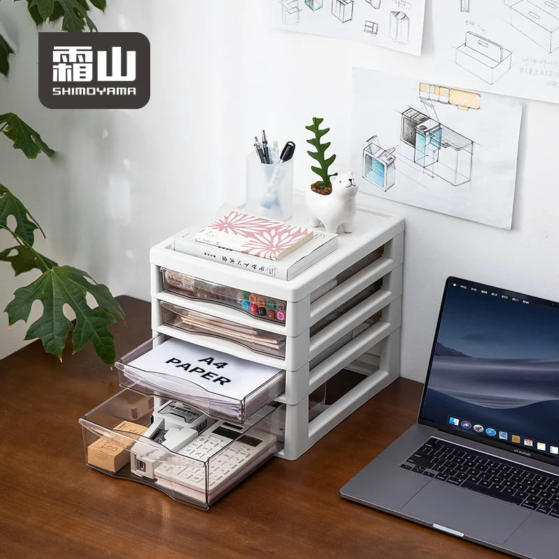 Shimoyama Desktop Storage Drawer - 3 Shallow + 1 Deep Draw