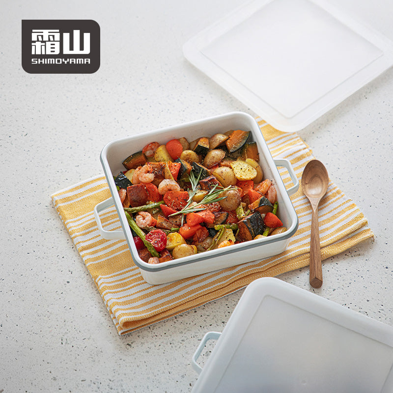 Shimoyama Enamel Square Baking Pan with Lid - 2L