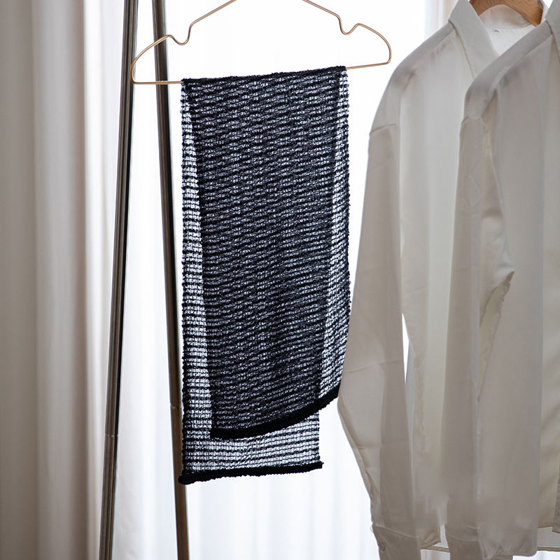 Shimoyama Exfoliating Nylon Towel Black 23×100cm 2pcs