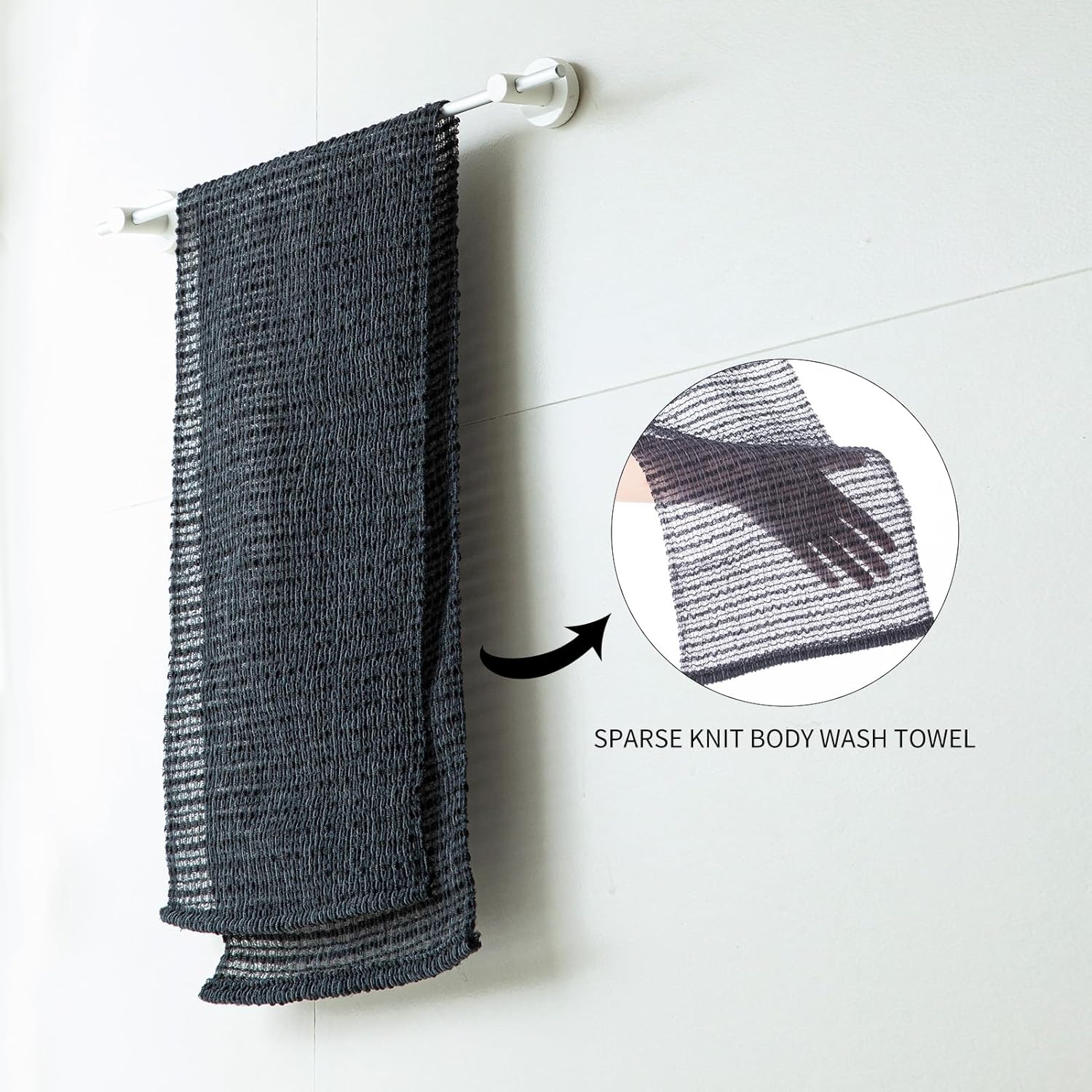 Shimoyama Exfoliating Nylon Towel Black 23×100cm 2pcs