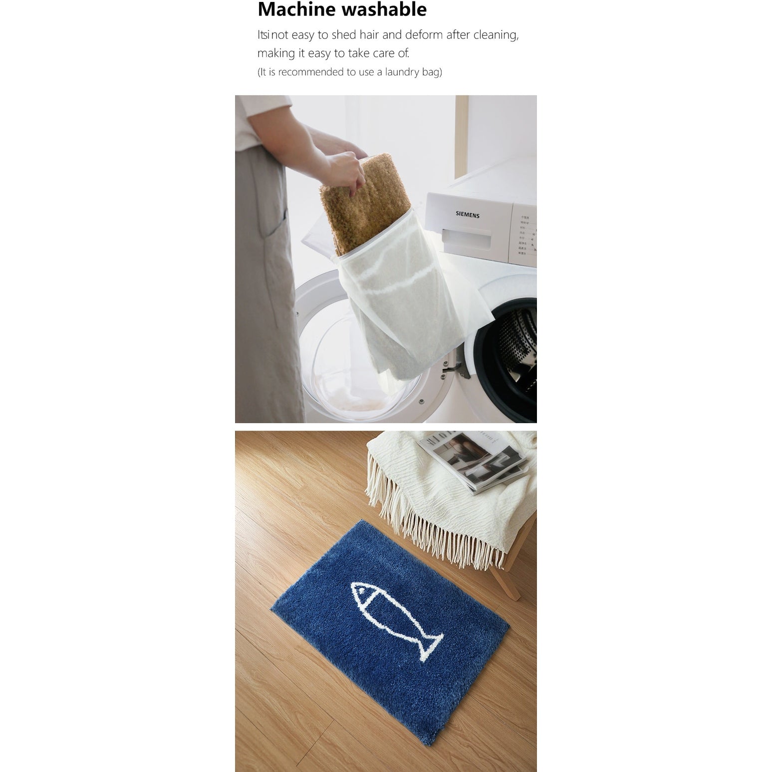 Shimoyama Fish Blue Floor Mat - 48x76cm