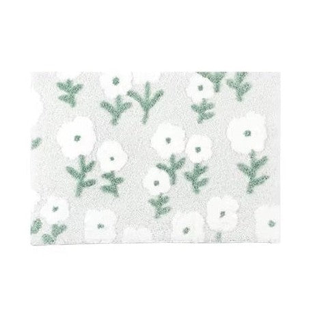 Shimoyama Grey Floral Floor Mat - 48x76cm