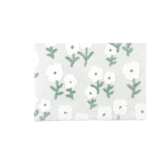 Shimoyama Grey Floral Floor Mat - 48x76cm