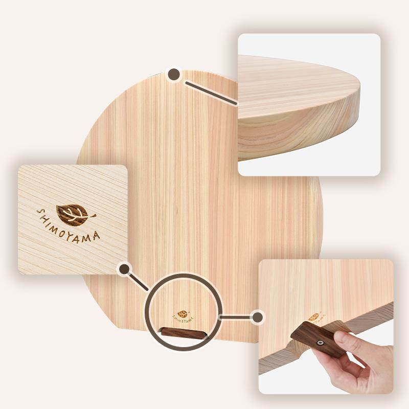 Shimoyama Hinoki Self-Standing Cutting Board - Half Moon - 35x32
