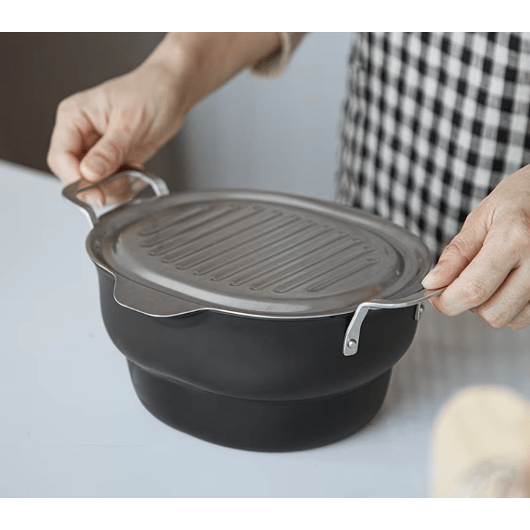 Shimoyama Iron Deep Frying Pot with Lid