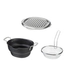 Shimoyama Iron Deep Tempura Frying Pot Lid & Strainer Set